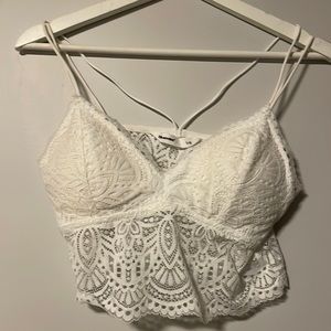 Blue notes white lace tank